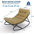 Chaise berçante Papasan surdimensionnée COZONY, coussin épais supportant 450 lb, fauteuil à bascule œuf pour chambre, salon, patio, véranda, jardin