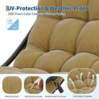 Chaise berçante Papasan surdimensionnée COZONY, coussin épais supportant 450 lb, fauteuil à bascule œuf pour chambre, salon, patio, véranda, jardin