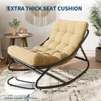 Chaise berçante Papasan surdimensionnée COZONY, coussin épais supportant 450 lb, fauteuil à bascule œuf pour chambre, salon, patio, véranda, jardin