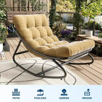 Chaise berçante Papasan surdimensionnée COZONY, coussin épais supportant 450 lb, fauteuil à bascule œuf pour chambre, salon, patio, véranda, jardin