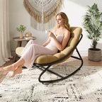 Chaise berçante Papasan surdimensionnée COZONY, coussin épais supportant 450 lb, fauteuil à bascule œuf pour chambre, salon, patio, véranda, jardin