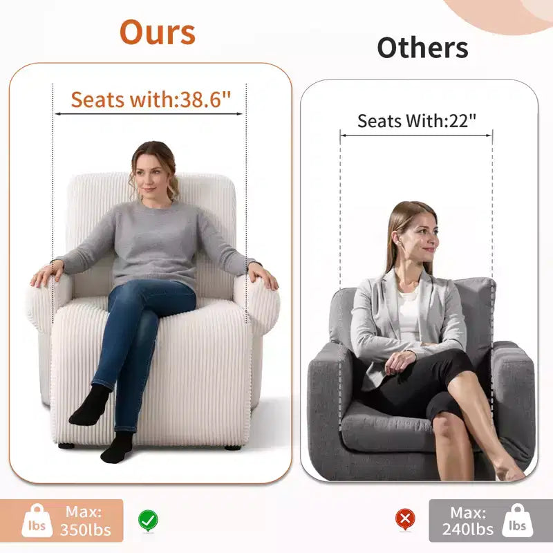 Bestier Oversized Accent Armchair with Premium Chenille Fabric, Wide Armrests, Ergonomic Comfort & Solid Wood Frame
