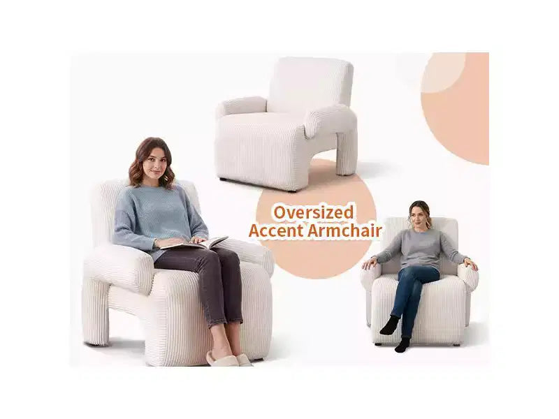 Bestier Oversized Accent Armchair with Premium Chenille Fabric, Wide Armrests, Ergonomic Comfort & Solid Wood Frame