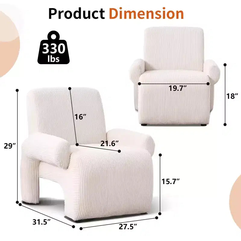 Bestier Oversized Accent Armchair with Premium Chenille Fabric, Wide Armrests, Ergonomic Comfort & Solid Wood Frame