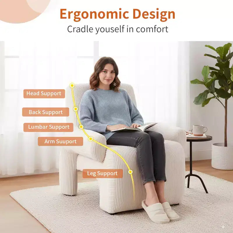 Bestier Oversized Accent Armchair with Premium Chenille Fabric, Wide Armrests, Ergonomic Comfort & Solid Wood Frame