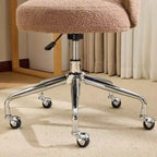 Karl Home Teddy Swivel Chair Adjustable Rolling Office Desk Chair with Wheels and Support for Living Room white