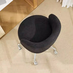 Karl Home Teddy Swivel Chair Adjustable Rolling Office Desk Chair with Wheels and Support for Living Room white