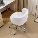 Karl Home Teddy Swivel Chair Adjustable Rolling Office Desk Chair with Wheels and Support for Living Room white