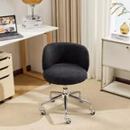 Karl Home Teddy Swivel Chair Adjustable Rolling Office Desk Chair with Wheels and Support for Living Room white