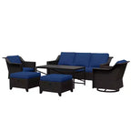 Ensemble de patio extérieur 6 pièces UPTIOT : 2 fauteuils pivotants, un canapé 3 places, une table basse et 2 poufs