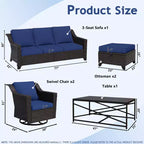 Ensemble de patio extérieur 6 pièces UPTIOT : 2 fauteuils pivotants, un canapé 3 places, une table basse et 2 poufs