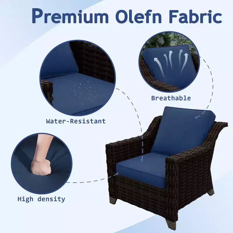 Ensemble de patio extérieur 6 pièces UPTIOT : 2 fauteuils pivotants, un canapé 3 places, une table basse et 2 poufs