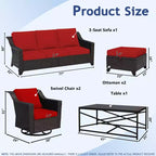 Ensemble de patio extérieur 6 pièces UPTIOT : 2 fauteuils pivotants, un canapé 3 places, une table basse et 2 poufs