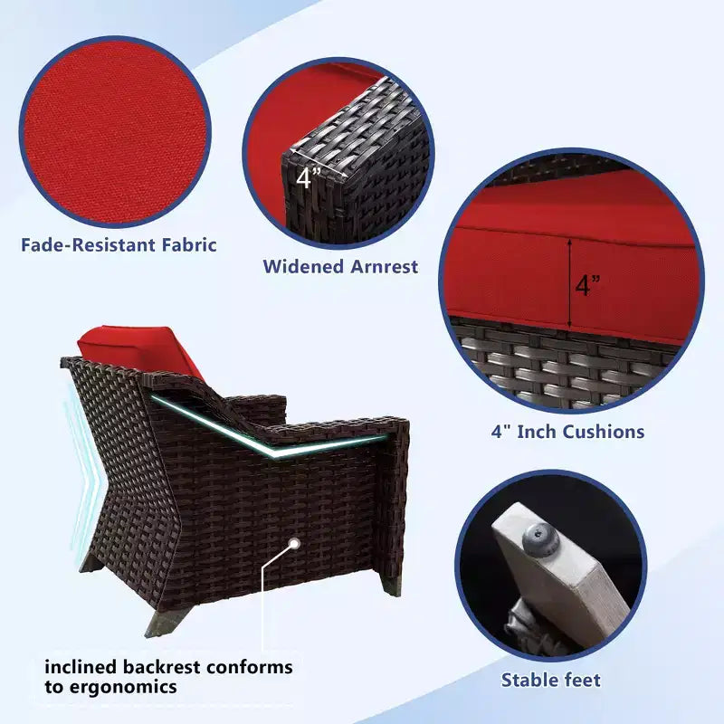 Ensemble de patio extérieur 6 pièces UPTIOT : 2 fauteuils pivotants, un canapé 3 places, une table basse et 2 poufs