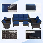 Ensemble modulaire d'extérieur 7 pièces UPTIOT : canapé 3 places, 2 fauteuils pivotants, 2 fauteuils et 2 poufs