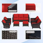 Ensemble modulaire d'extérieur 7 pièces UPTIOT : canapé 3 places, 2 fauteuils pivotants, 2 fauteuils et 2 poufs