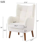 Modern Accent Chair with Birch Wood Legs, Teddy Fabric Upholstered Living Room Chair, Comfy Wingback Chair for Bedroom or Office-Panipeachy