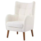 Modern Accent Chair with Birch Wood Legs, Teddy Fabric Upholstered Living Room Chair, Comfy Wingback Chair for Bedroom or Office-Panipeachy