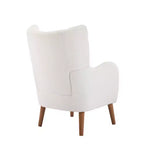 Modern Accent Chair with Birch Wood Legs, Teddy Fabric Upholstered Living Room Chair, Comfy Wingback Chair for Bedroom or Office-Panipeachy