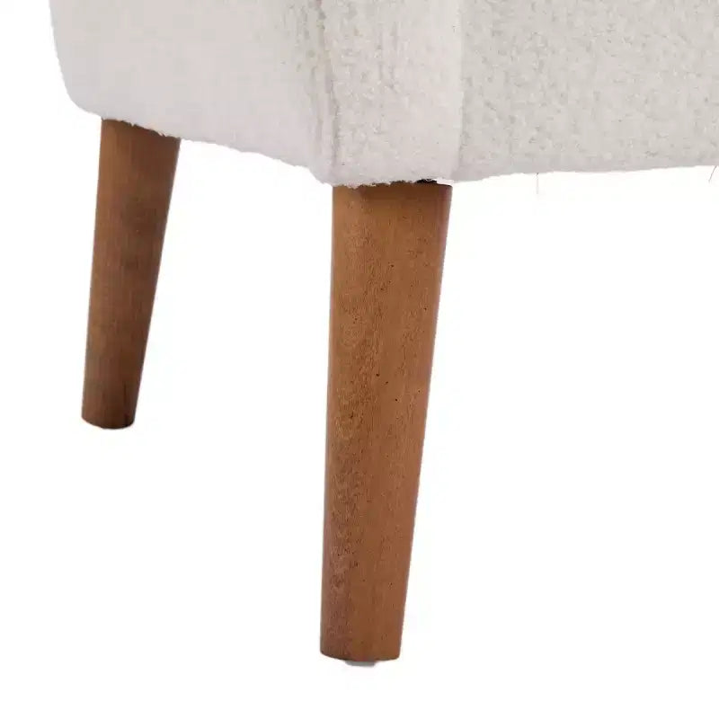 Modern Accent Chair with Birch Wood Legs, Teddy Fabric Upholstered Living Room Chair, Comfy Wingback Chair for Bedroom or Office-Panipeachy