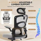 Chaise de bureau ergonomique Chaise de bureau à dossier haut en maille avec appui-tête réglable et roulettes Chaise pivotante pour la maison/le bureau/la salle de jeux
