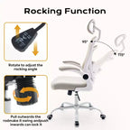 Ergonomic Office Chair  Flip-Up Armrests & Lumbar Support  Wide Seat Gaming Chair for Study/Bedroom/Home Office