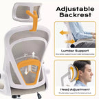 Ergonomic Office Chair  Flip-Up Armrests & Lumbar Support  Wide Seat Gaming Chair for Study/Bedroom/Home Office