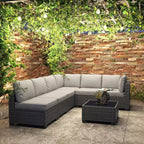 Ensemble de mobilier de patio extérieur 7 pièces, ensemble de canapés modulaires en rotin tressé avec coussins pour l'extérieur, le jardin, le balcon, le porche