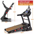 Treadmill Clearance, 4.75HP Jogging Walking Treadmill for Home/Office, 20 Auto Incline, 300 Lb Capacity, 12MPH, Bluetooth, APP & Free Train Courses