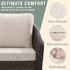 UPTIOT 6-Piece Outdoor Set with 3-Seat Sofa, 2 Swivel Chairs, 2 Single Chairs & 50,000 BTU Grey Fire Table