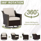 Ensemble de patio extérieur UPTIOT avec canapé 3 places, 2 chaises pivotantes et 2 poufs