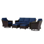 Ensemble de patio extérieur UPTIOT avec canapé 3 places, 2 chaises pivotantes et 2 poufs