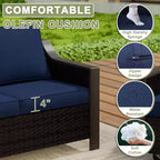 Ensemble de patio extérieur UPTIOT avec canapé 3 places, 2 chaises pivotantes et 2 poufs