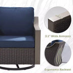 Ensemble de patio extérieur UPTIOT avec canapé 3 places, 2 chaises pivotantes et 2 poufs
