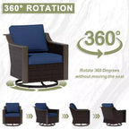 Ensemble de patio extérieur UPTIOT avec canapé 3 places, 2 chaises pivotantes et 2 poufs