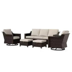 Ensemble de patio extérieur UPTIOT avec canapé 3 places, 2 chaises pivotantes et 2 poufs