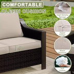 Ensemble de patio extérieur UPTIOT avec canapé 3 places, 2 chaises pivotantes et 2 poufs