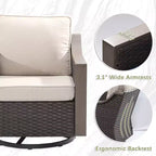 Ensemble de patio extérieur UPTIOT avec canapé 3 places, 2 chaises pivotantes et 2 poufs