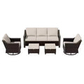 UPTIOT Outdoor Patio Set with 3-Seat Sofa, 2 Swivel Chairs, and 2 Ottomans