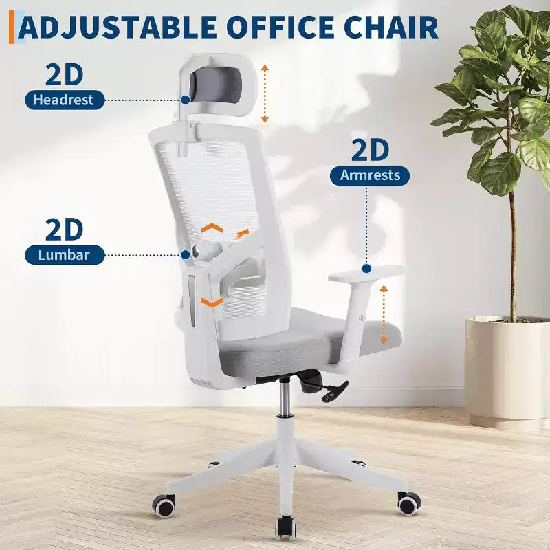 Chaise de bureau ergonomique en maille | Appui-tête rembourré et roulettes | Chaise de jeu/bureau pour salle d'e-sport, bureau, chambre