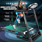 KRISRATE Treadmill with 15% Auto Incline & Large LED Display & Smart App & Bluetooth Speaker, 4.5HP Heavy Duty Folding Treadmill for Home Gym