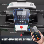 KRISRATE Treadmill with 15% Auto Incline & Large LED Display & Smart App & Bluetooth Speaker, 4.5HP Heavy Duty Folding Treadmill for Home Gym