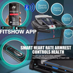KRISRATE Treadmill with 15% Auto Incline & Large LED Display & Smart App & Bluetooth Speaker, 4.5HP Heavy Duty Folding Treadmill for Home Gym