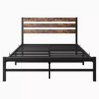MAYEERTY Full Size Metal Platform Bed Frame with Wooden Headboard, Under Bed Storage & Noise-Free for Bedroom