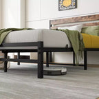 MAYEERTY Full Size Metal Platform Bed Frame with Wooden Headboard, Under Bed Storage & Noise-Free for Bedroom
