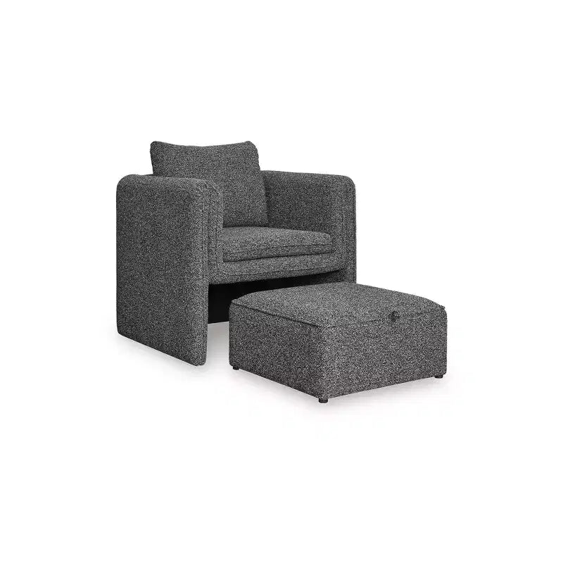Signature Design by Ashley Vreni, Fauteuil d'appoint et repose-pieds, Noir anthracite, Meuble d'appoint compact pour salon, Rembourrage en polyester