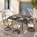 LAUSAINT HOME 7 Pieces Patio Dining Set Outdoor Dining Set with 6 Swivel Chairs Conversation Set for Backyard