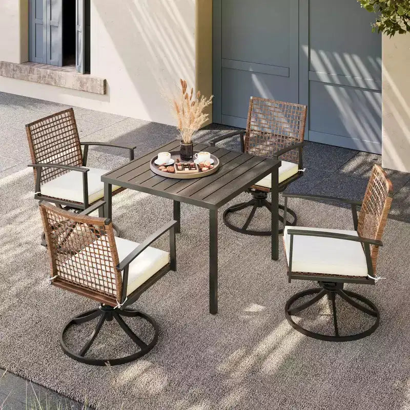 LAUSAINT HOME 7 Pieces Patio Dining Set Outdoor Dining Set with 6 Swivel Chairs Conversation Set for Backyard