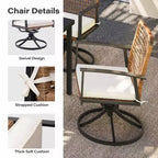 LAUSAINT HOME 7 Pieces Patio Dining Set Outdoor Dining Set with 6 Swivel Chairs Conversation Set for Backyard