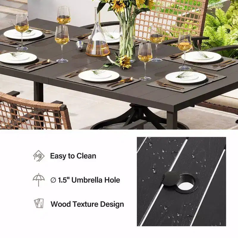 LAUSAINT HOME 7 Pieces Patio Dining Set Outdoor Dining Set with 6 Swivel Chairs Conversation Set for Backyard